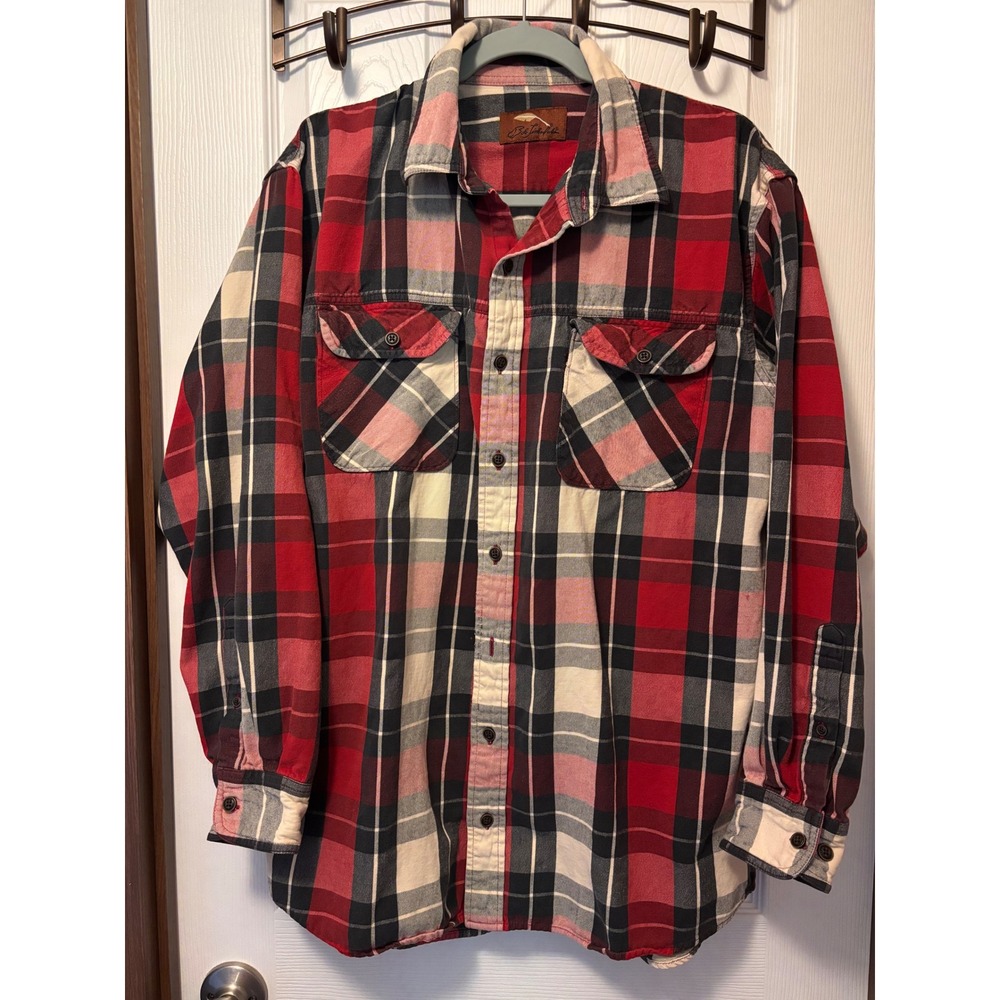 Bob Timberlake Mens Red Black Plaid Flannel Button Down Shirt 7BTF11-178W